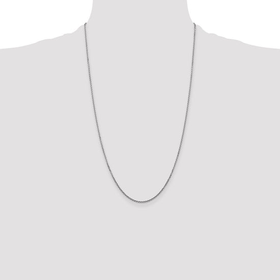 14K White Gold 26 inch 1.45mm Diamond-cut Cable with Lobster Clasp Chain