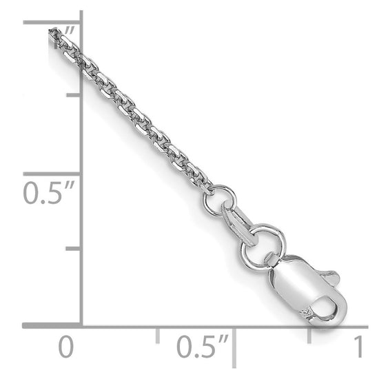 14K White Gold 9 inch 1.45mm Diamond-cut Cable with Lobster Clasp Anklet