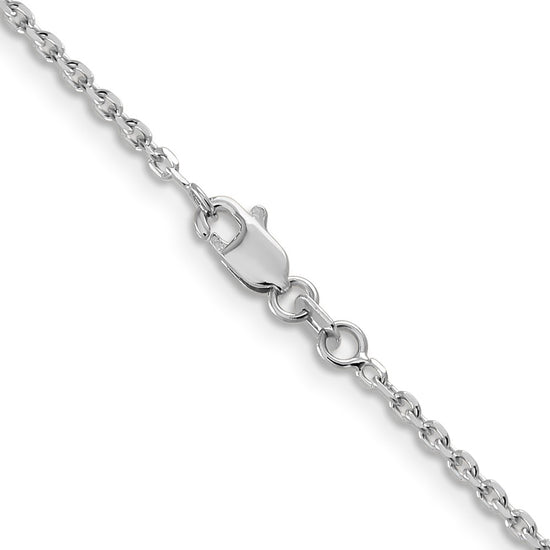 14K White Gold 24 inch 1.65mm Diamond-cut Cable with Lobster Clasp Chain
