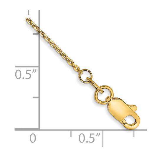 14K 10 inch .95mm Diamond-cut Cable with Lobster Clasp Anklet