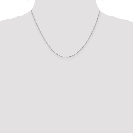 14K White Gold 18 inch .8mm Diamond-cut Cable with Lobster Clasp Chain