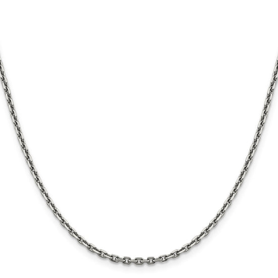 14K White Gold 20 inch 2.5mm Diamond-cut Cable with Lobster Clasp Chain