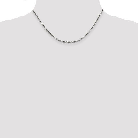 14K White Gold 16 inch 2.5mm Diamond-cut Cable with Lobster Clasp Chain