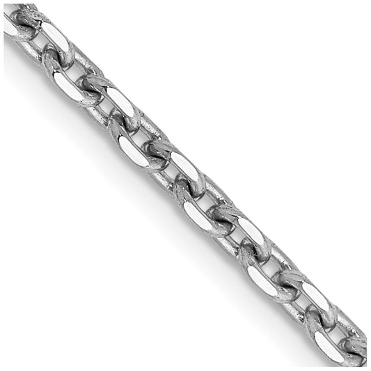 14K White Gold 24 inch 2.5mm Diamond-cut Cable with Lobster Clasp Chain