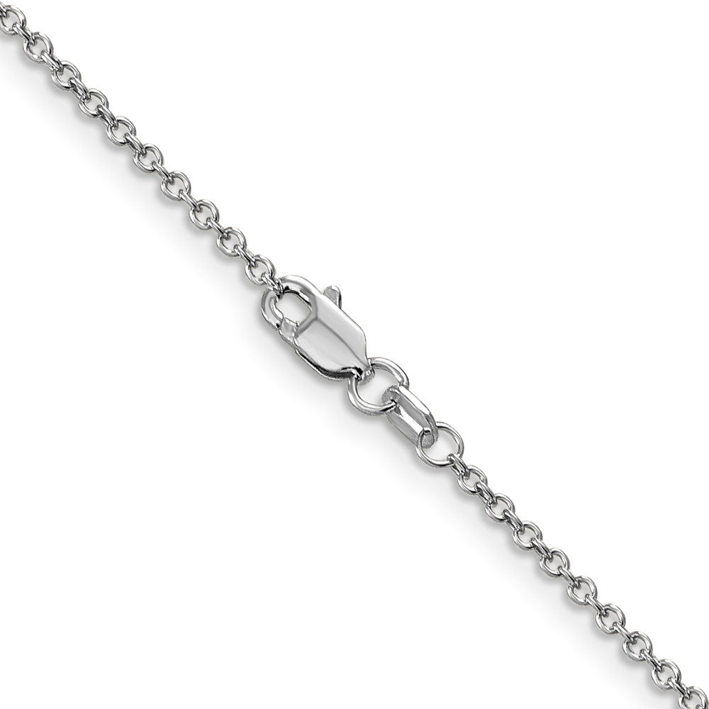 14K White Gold 30 inch 1.4mm Round Open Wide Link Cable with Lobster Clasp Chain