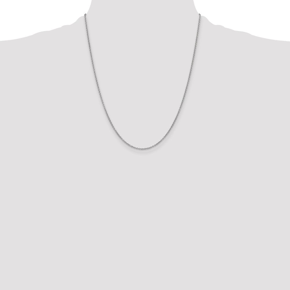 14K White Gold 22 inch 1.4mm Round Open Wide Link Cable with Lobster Clasp Chain