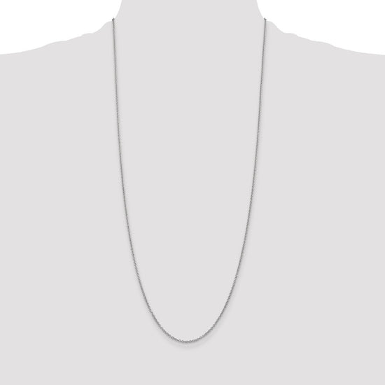 14K White Gold 30 inch 1.4mm Round Open Wide Link Cable with Lobster Clasp Chain