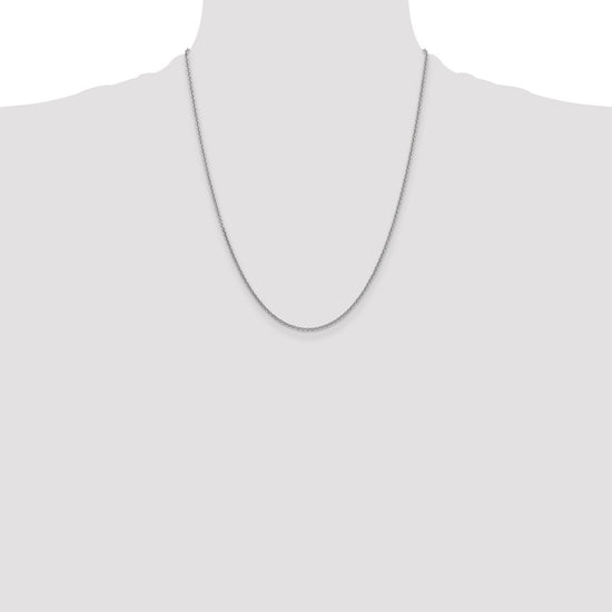 14K White Gold 22 inch 1.6mm Round Open Link Cable with Lobster Clasp Chain