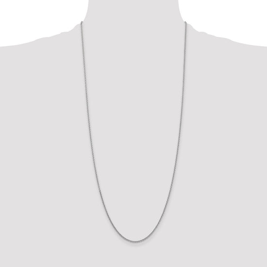 14K White Gold 30 inch 1.6mm Round Open Link Cable with Lobster Clasp Chain