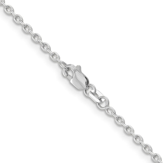 14K White Gold 24 inch 2mm Round Open Link Cable with Lobster Clasp Chain
