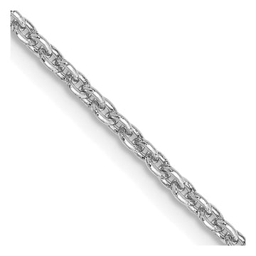 14K White Gold 30 inch 2mm Round Open Link Cable with Lobster Clasp Chain