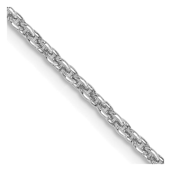 14K White Gold 22 inch 2mm Round Open Link Cable with Lobster Clasp Chain