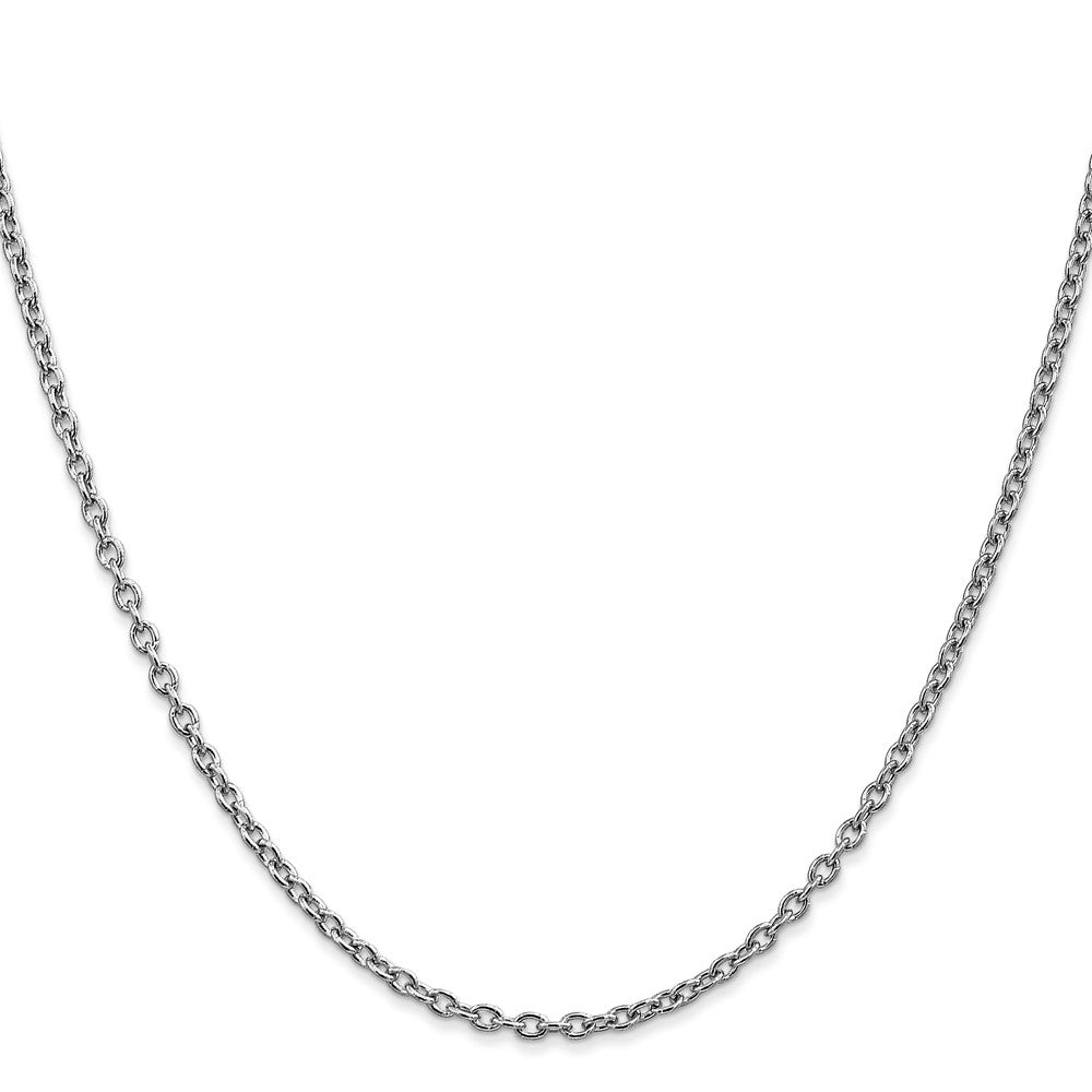 14K White Gold 22 inch 2.4mm Round Open Link Cable with Lobster Clasp Chain