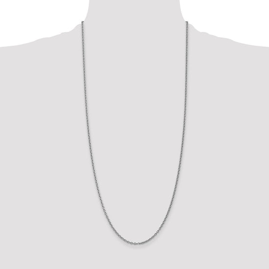 14K White Gold 30 inch 2.4mm Round Open Link Cable with Lobster Clasp Chain