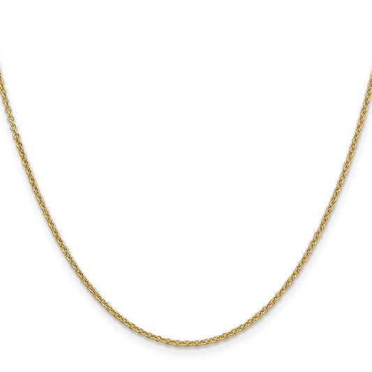 14K 22 inch 1.6mm Round Open Link Cable with Lobster Clasp Chain