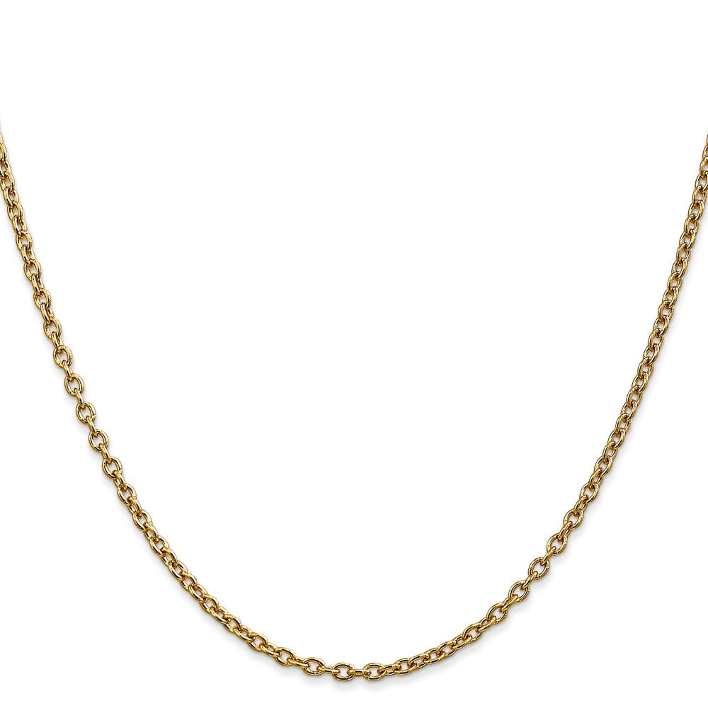 14K 22 inch 2.4mm Round Open Link Cable with Lobster Clasp Chain