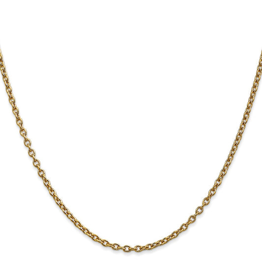 14K 22 inch 2.4mm Round Open Link Cable with Lobster Clasp Chain