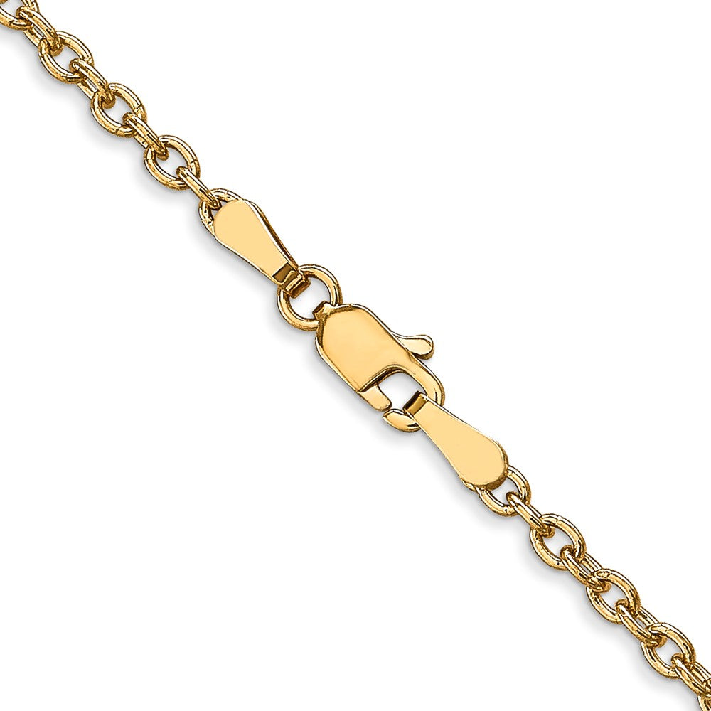 14K 22 inch 2.4mm Round Open Link Cable with Lobster Clasp Chain