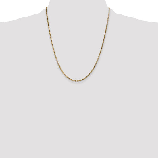 14K 22 inch 2.4mm Round Open Link Cable with Lobster Clasp Chain