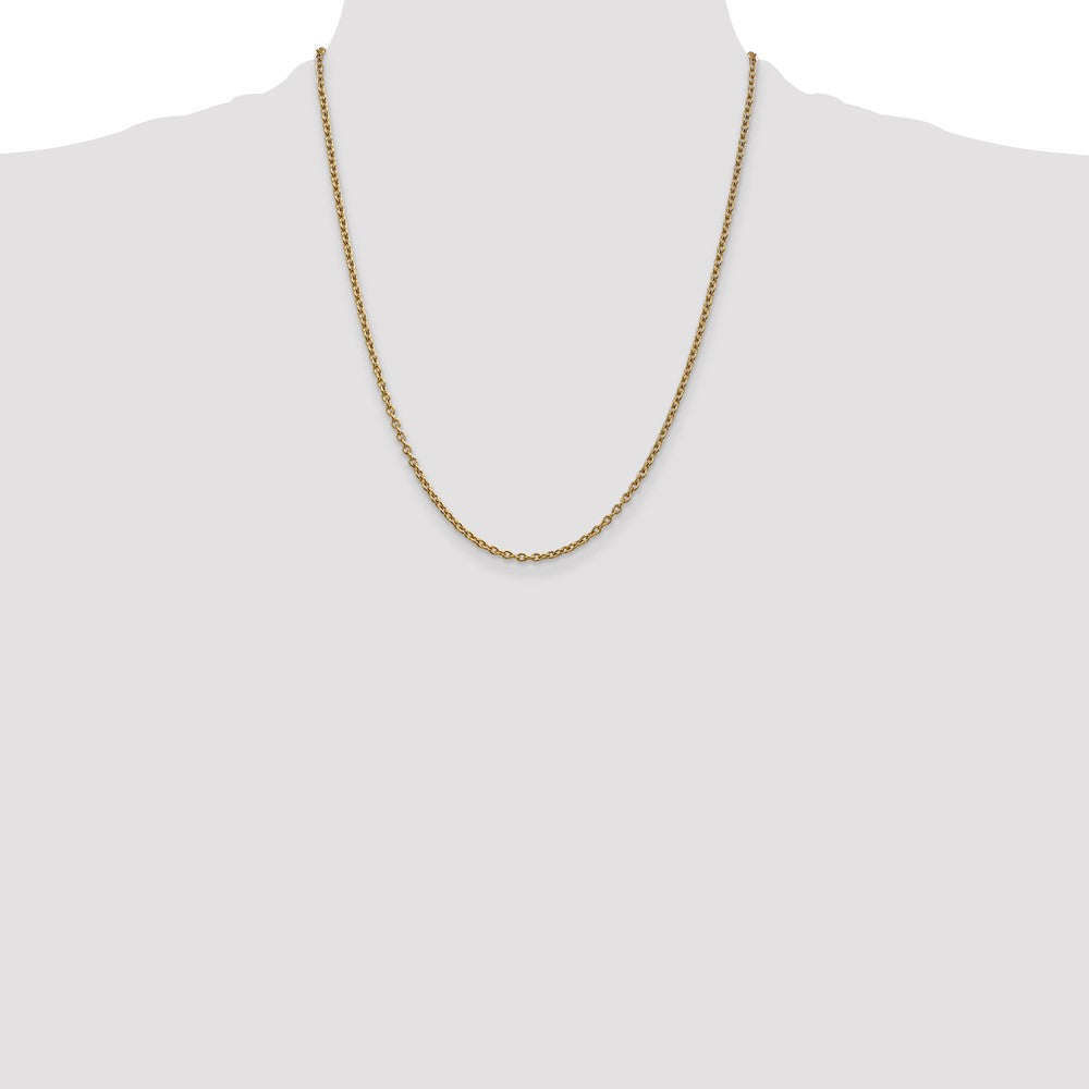 14K 22 inch 2.4mm Round Open Link Cable with Lobster Clasp Chain
