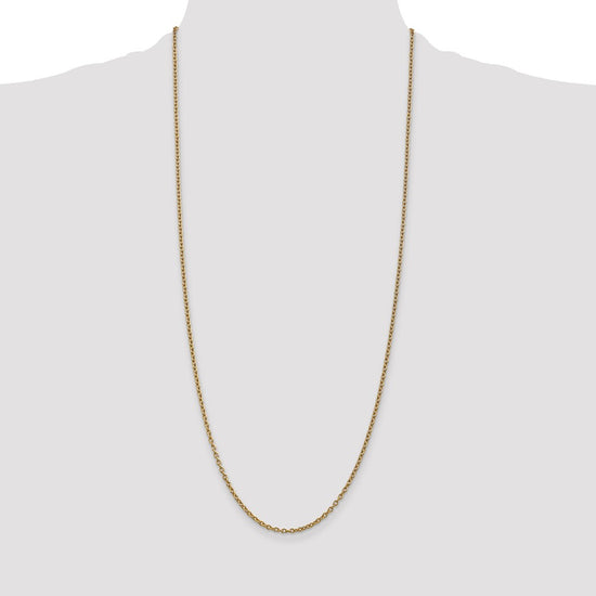 14K 30 inch 2.4mm Round Open Link Cable with Lobster Clasp Chain