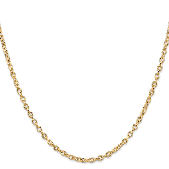 14K 18 inch 3.2mm Round Open Link Cable with Lobster Clasp Chain