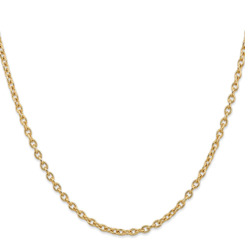 14K 24 inch 3.2mm Round Open Link Cable with Lobster Clasp Chain