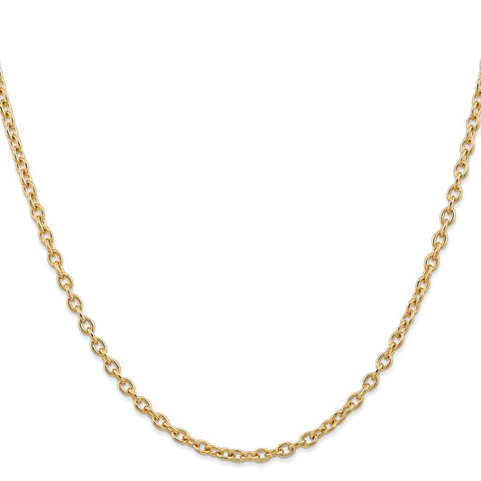14K 24 inch 3.2mm Round Open Link Cable with Lobster Clasp Chain