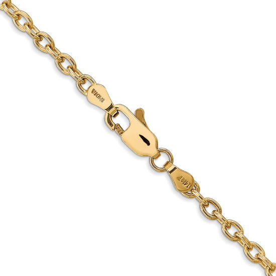 14K 18 inch 3.2mm Round Open Link Cable with Lobster Clasp Chain