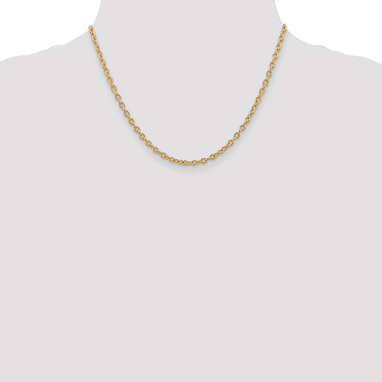 14K 18 inch 3.2mm Round Open Link Cable with Lobster Clasp Chain