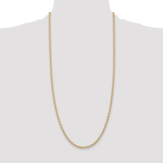 14K 30 inch 3.2mm Round Open Link Cable with Lobster Clasp Chain