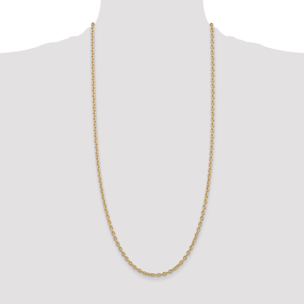 14K 30 inch 3.2mm Round Open Link Cable with Lobster Clasp Chain