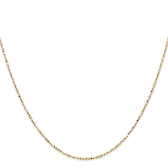 14K 24 inch 1.2mm Diamond-cut Beaded with Lobter Clasp Pendant Chain