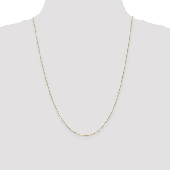 14K 24 inch .8mm Diamond-cut Cable with Spring Ring Clasp Chain