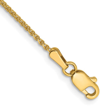 14K 9 inch 1.25mm Diamond-cut Spiga with Lobster Clasp Anklet