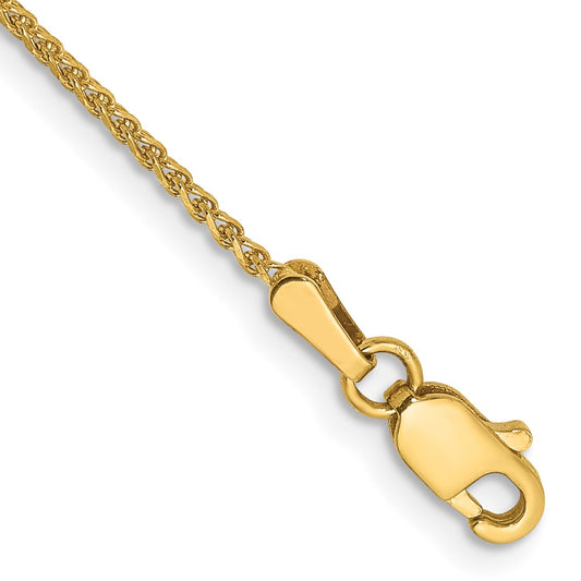 14K 9 inch 1.25mm Diamond-cut Spiga with Lobster Clasp Anklet