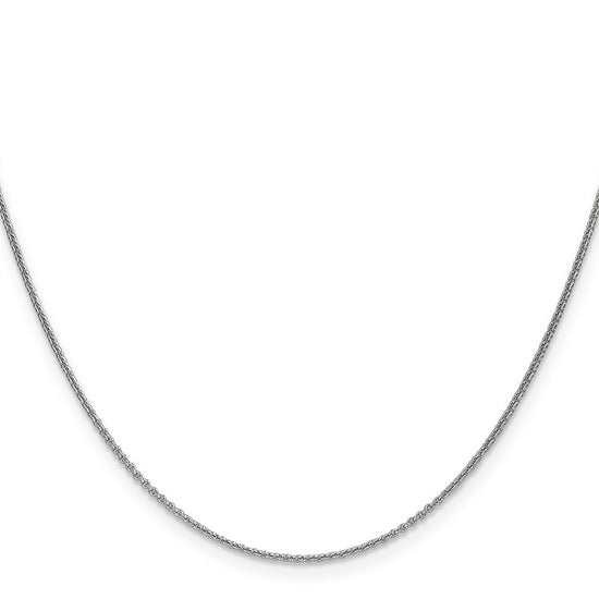14K White Gold 14 inch 1mm Round Open Link Cable with Lobster Clasp Chain