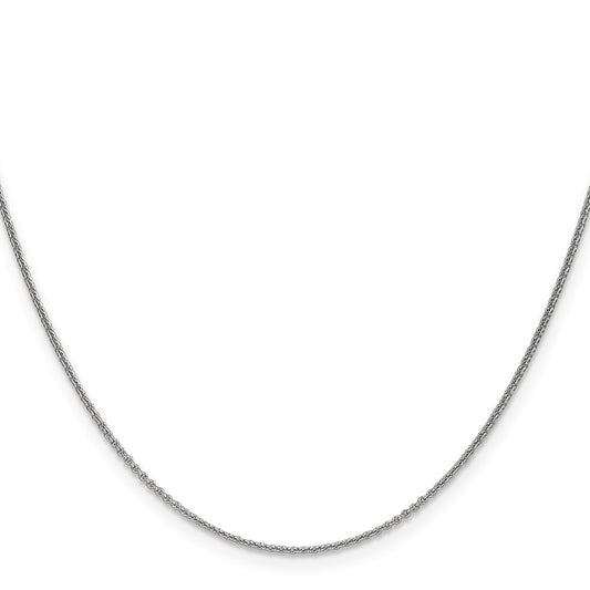 14K White Gold 30 inch 1mm Round Open Link Cable with Lobster Clasp Chain