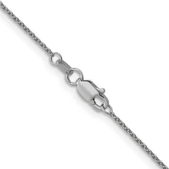 14K White Gold 14 inch 1mm Round Open Link Cable with Lobster Clasp Chain