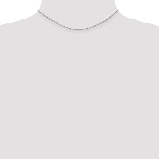 14K White Gold 14 inch 1mm Round Open Link Cable with Lobster Clasp Chain