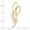 14K Polished Open Loops Accented with 4-5mm White Teardrop Freshwater Cultured Pearls Pin Brooch