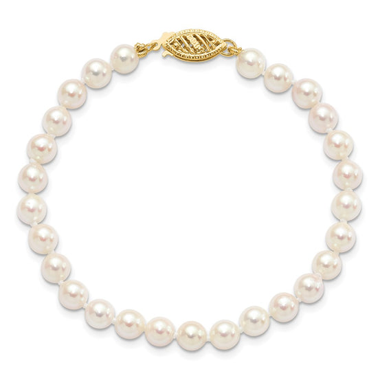 14k Round White Saltwater Akoya A Quality Cultured Pearl Bracelets
