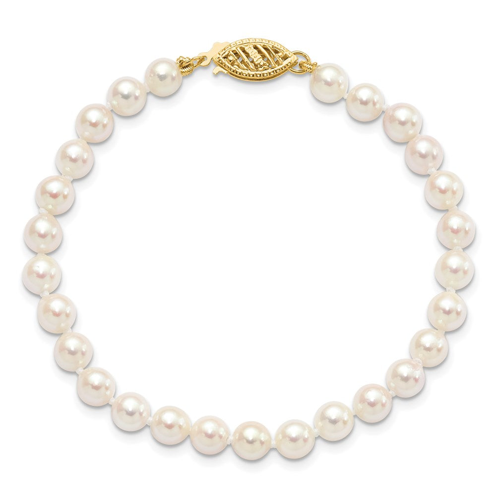 14k Round White Saltwater Akoya A Quality Cultured Pearl Bracelets