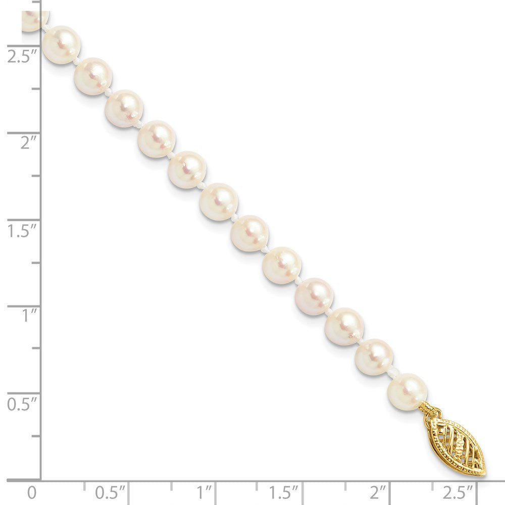 14k Round White Saltwater Akoya AA Quality Cultured Pearl Bracelets