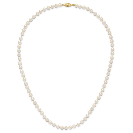 14k Round White Saltwater Akoya A Quality Cultured Pearl Necklaces