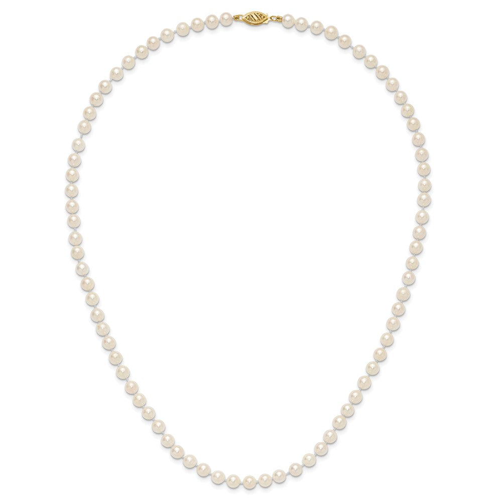 14k Round White Saltwater Akoya A Quality Cultured Pearl Necklaces