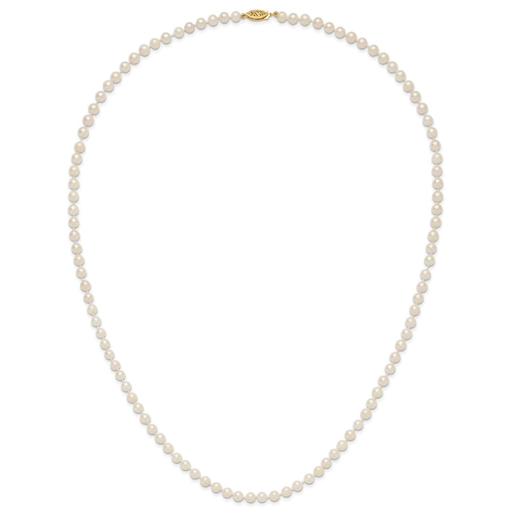 14k Round White Saltwater Akoya A Quality Cultured Pearl Necklaces