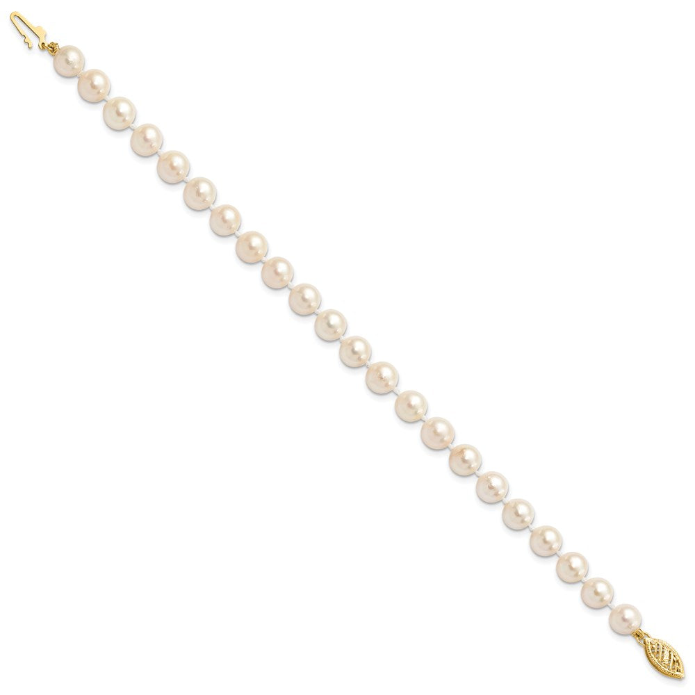 14k Round White Saltwater Akoya A Quality Cultured Pearl Bracelets