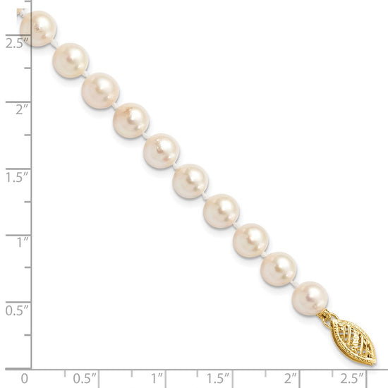 14k Round White Saltwater Akoya A Quality Cultured Pearl Bracelets