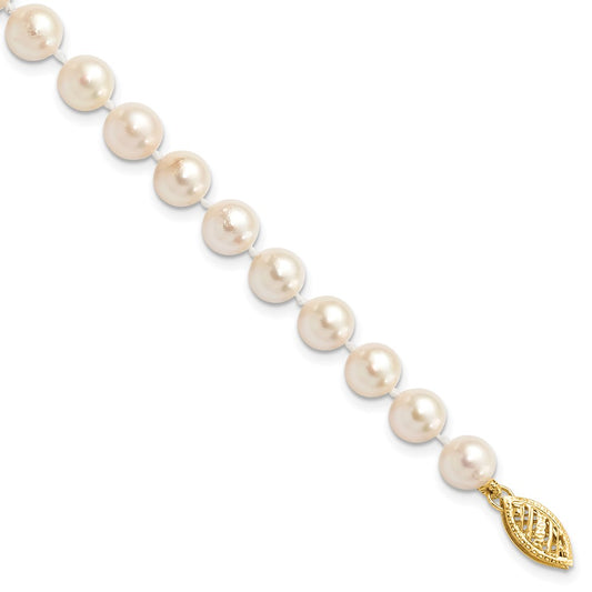 14k Round White Saltwater Akoya A Quality Cultured Pearl Bracelets